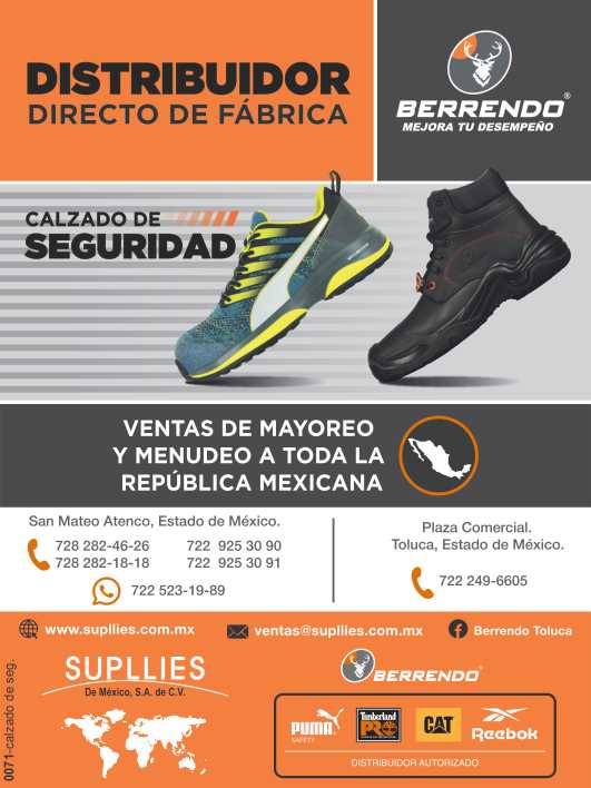 Direct factory distributor of safety footwear, wholesale and retail sales throughout Mexico