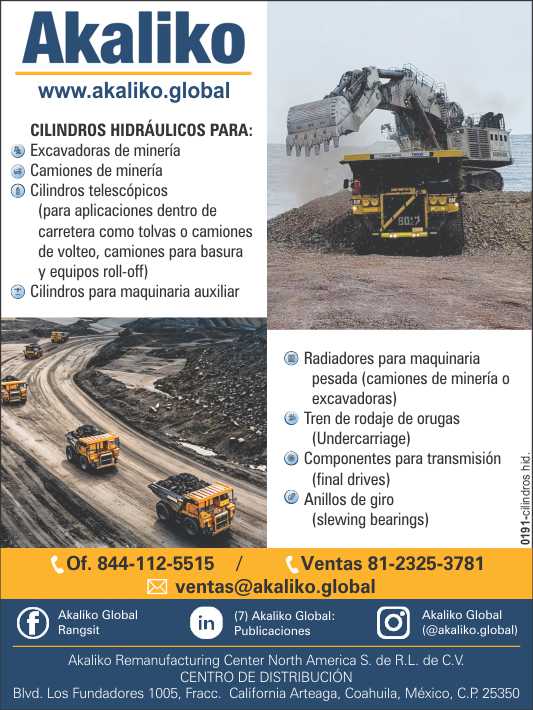 Cilindros hidraulicos para excavadoras de mineria, camiones de mineria, cilindros telescopicos, cilindros para maquinaria auxiliar. Radiadores para maquinaria pesada, tren de rodaje de orugas