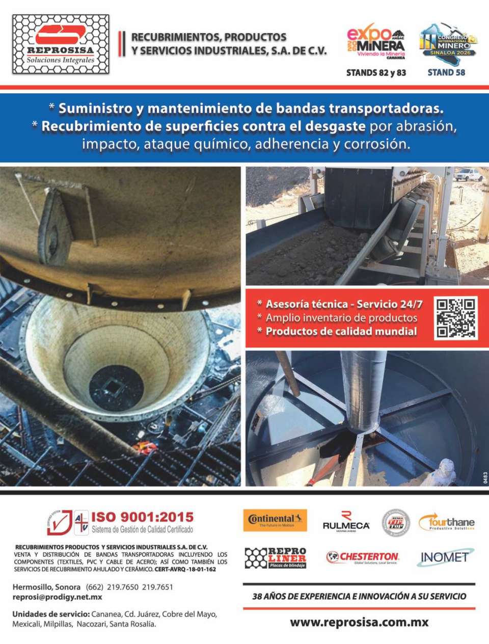 Recubrimiento de superficies contra el desgaste por abrasion, impacto, ataque quimico, adherencia y corrosion. Asesoria Tecnica y Servicio 24/7. Amplio inventario. Calidad Mundial.